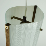 Danish modern pendant lamp teak opaline glass textured glass 1950s 60s mid century light