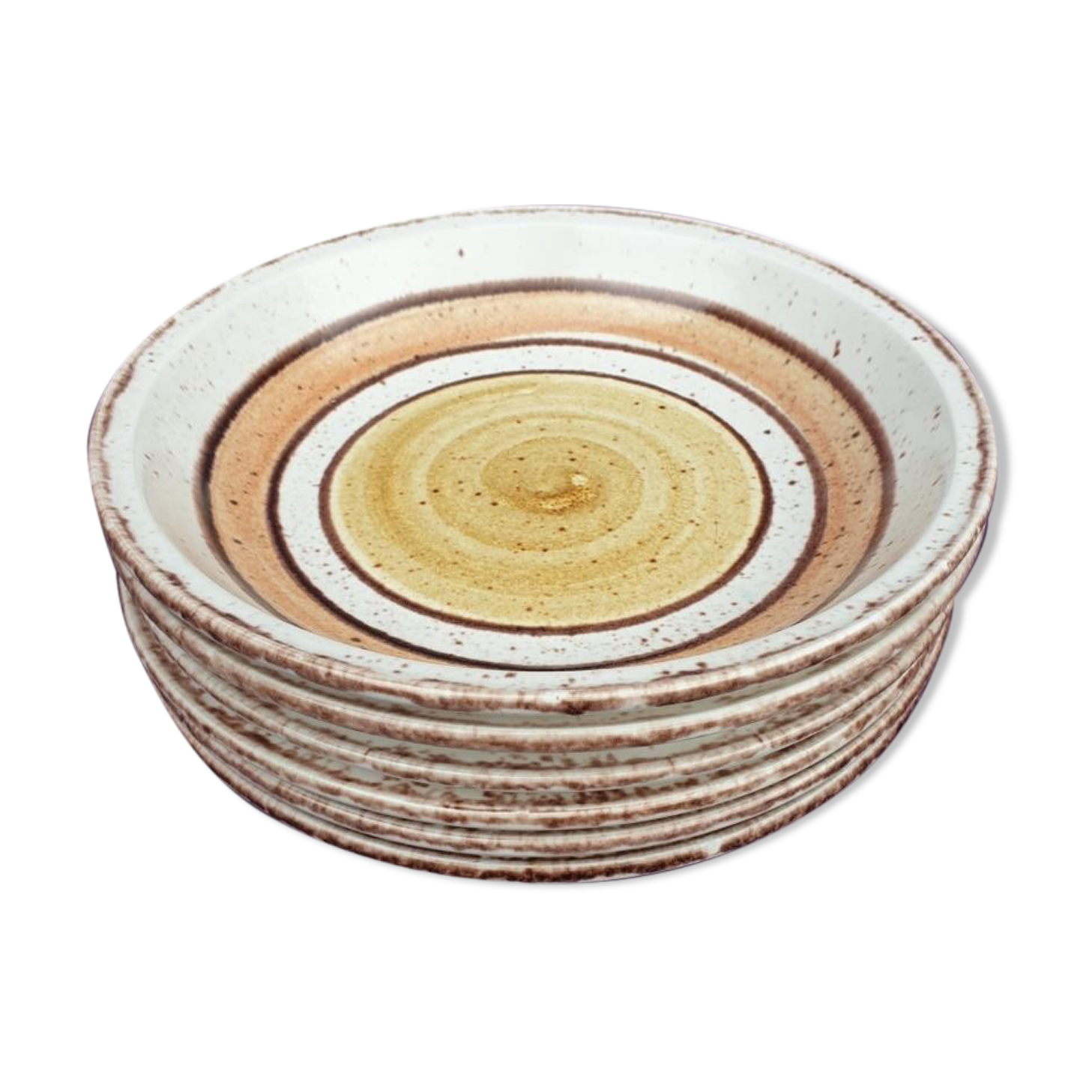 Set 11 plates Gien France model Etna spirals bohemian retro 1970