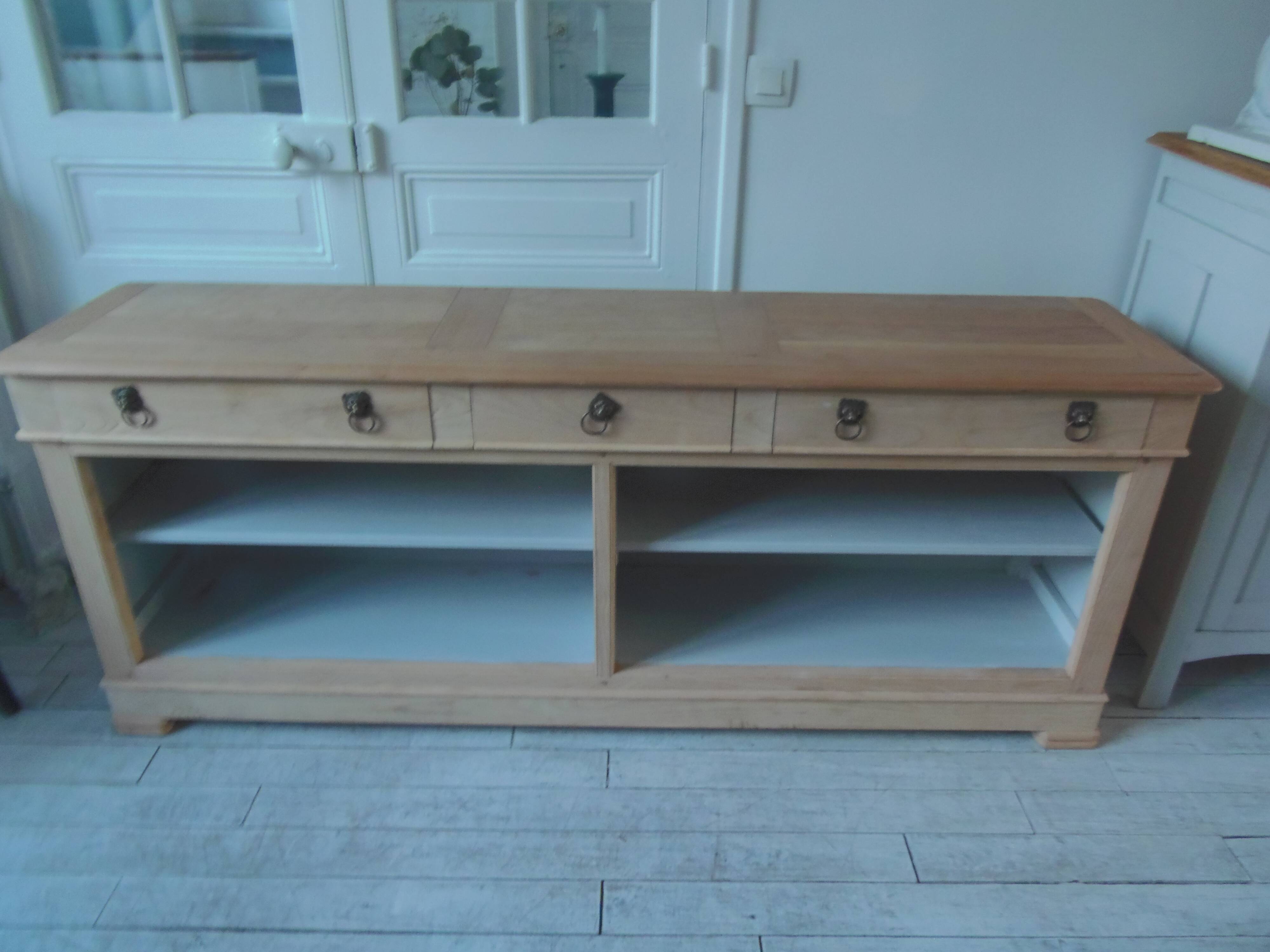 crafted dresser in raw solid wood.