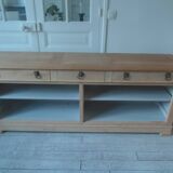 crafted dresser in raw solid wood.