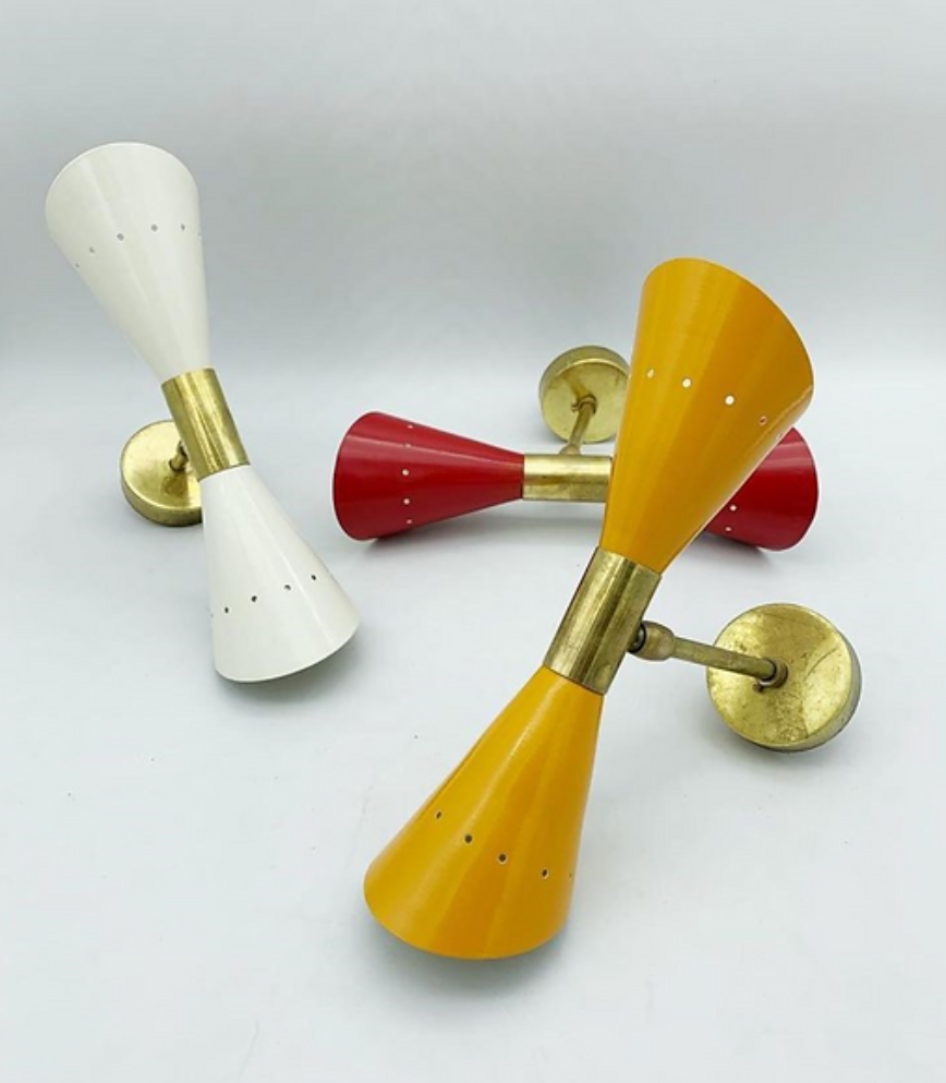 3 flutte multicolor wall lamps