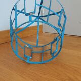 Suspension cage lamp in turquoise metal