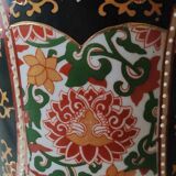 Japanese baluster vase Imari style. Peacock/Floral motifs, stamped. High 35.5 cm