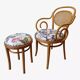 Wooden chair and stool, 1950 .