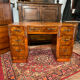 Art deco vintage brocante burr walnut desk carved 1920-1930