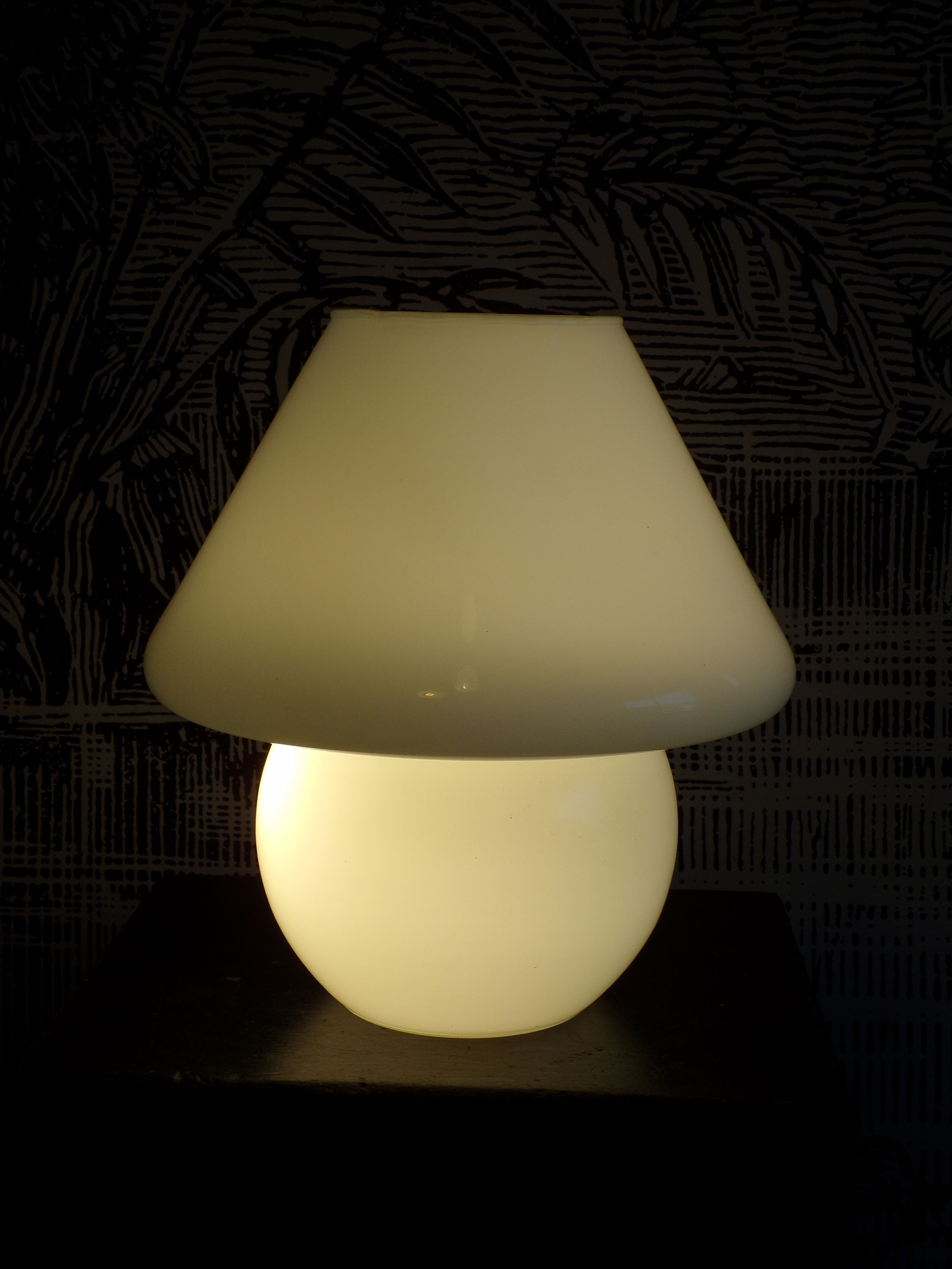 Vintage opaline mushroom lamp
