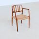 Niels Otto Moller model 66 armchairs teak and paper cord Denmark 1974
