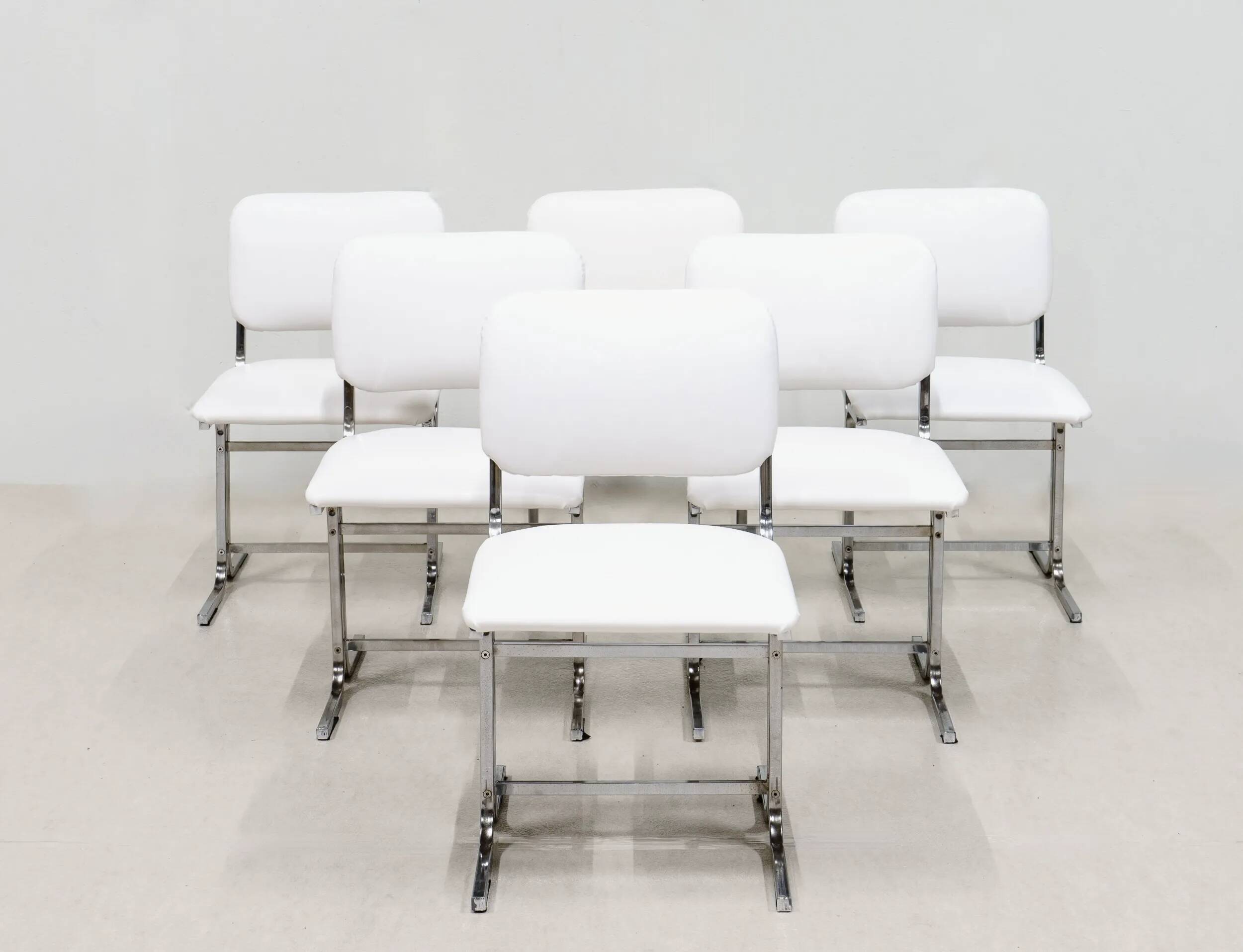 Six chairs. Italy 1970s.