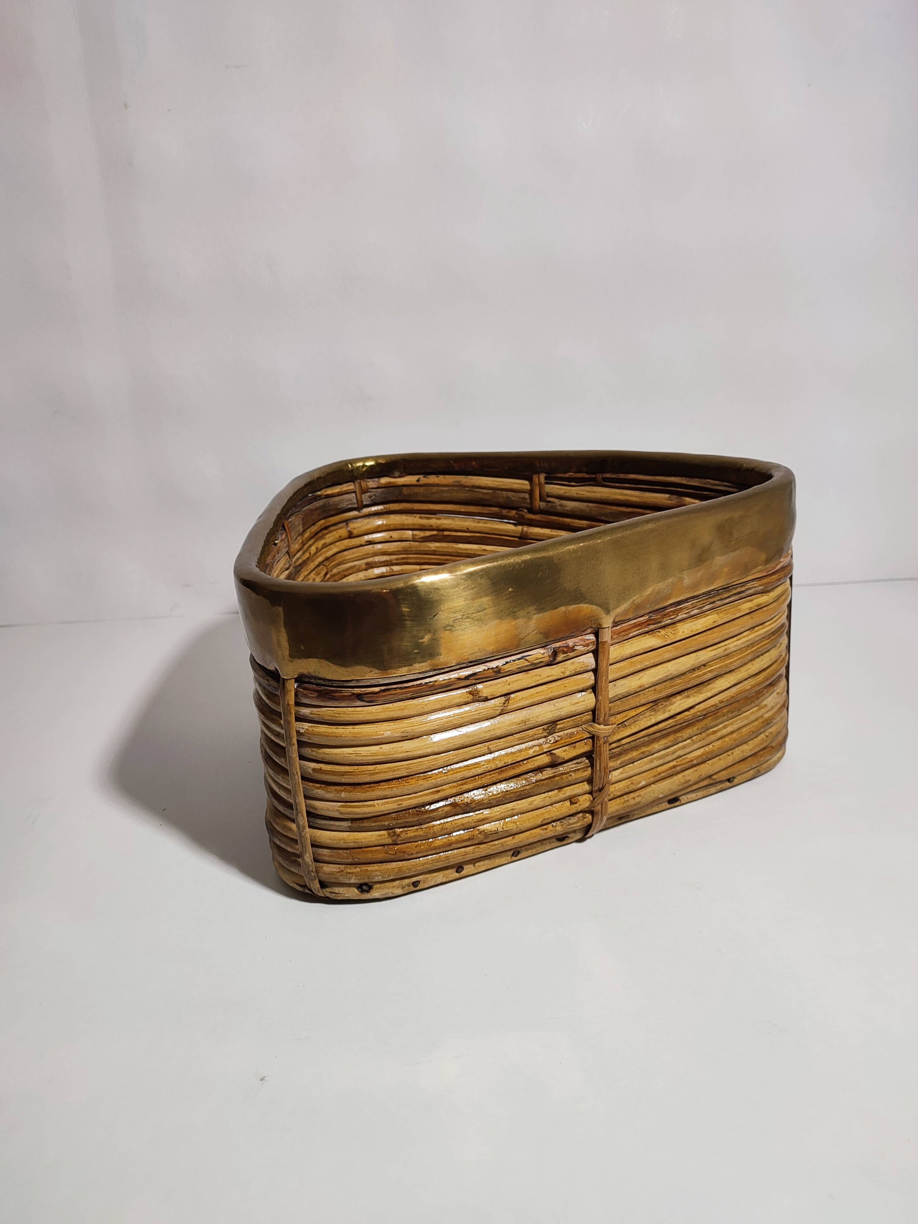 Rattan Brass Basket 1970