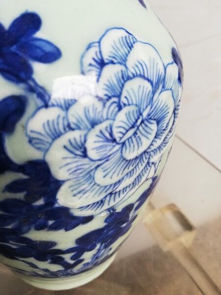 Vase celadon enamel white and blue chinese porcelain 19th
