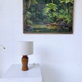 Brutalist walnut table lamp 1950