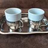 Metal egg cup set