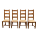 4 Vintage Farmhouse Style Solid Wood Straw Dining Chairs