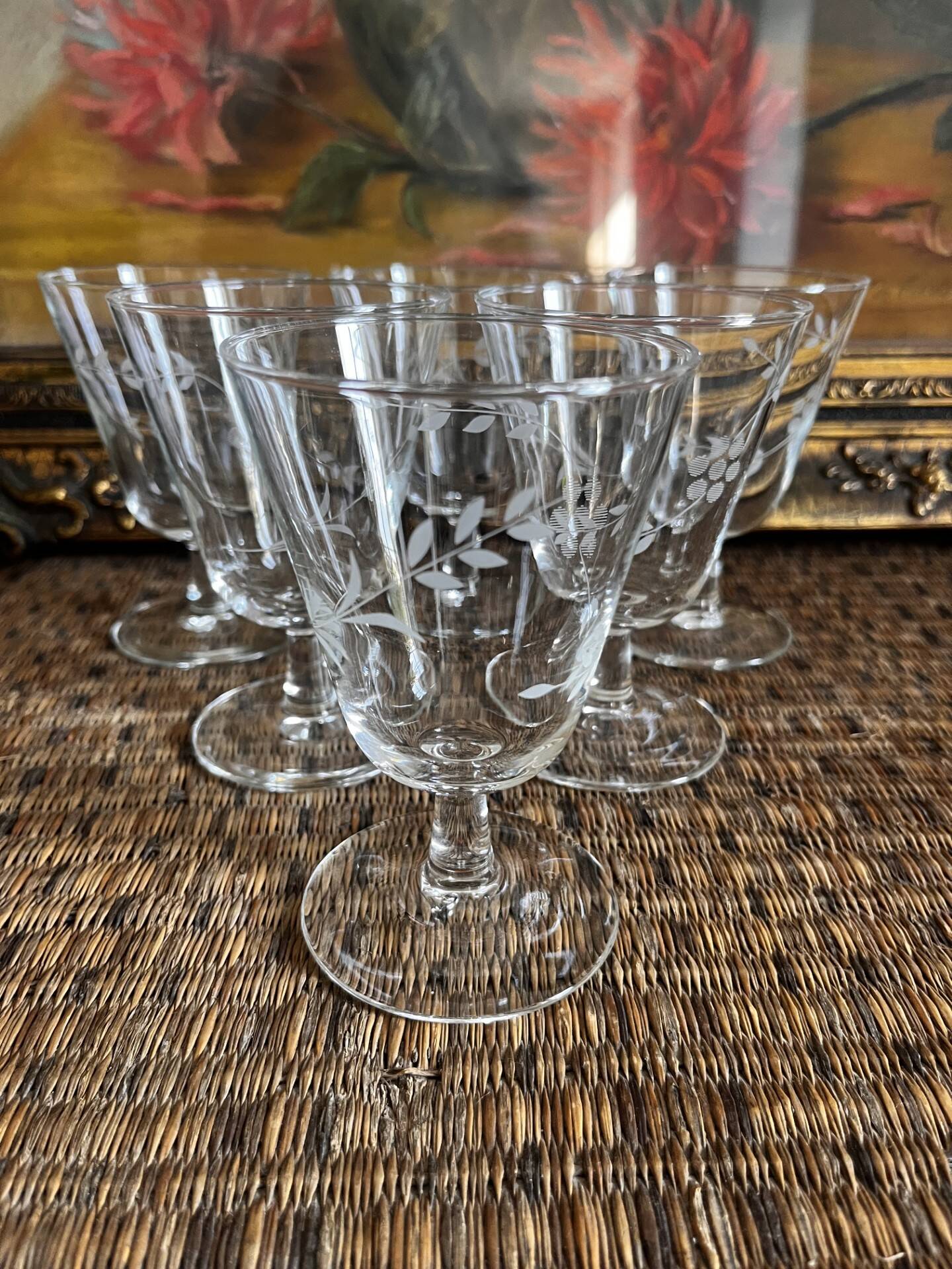 Set of 6 engraved glasses