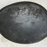 Oval tray, 19th century, hand-painted sheet metal, butterfly & bouquet, Napoleon III