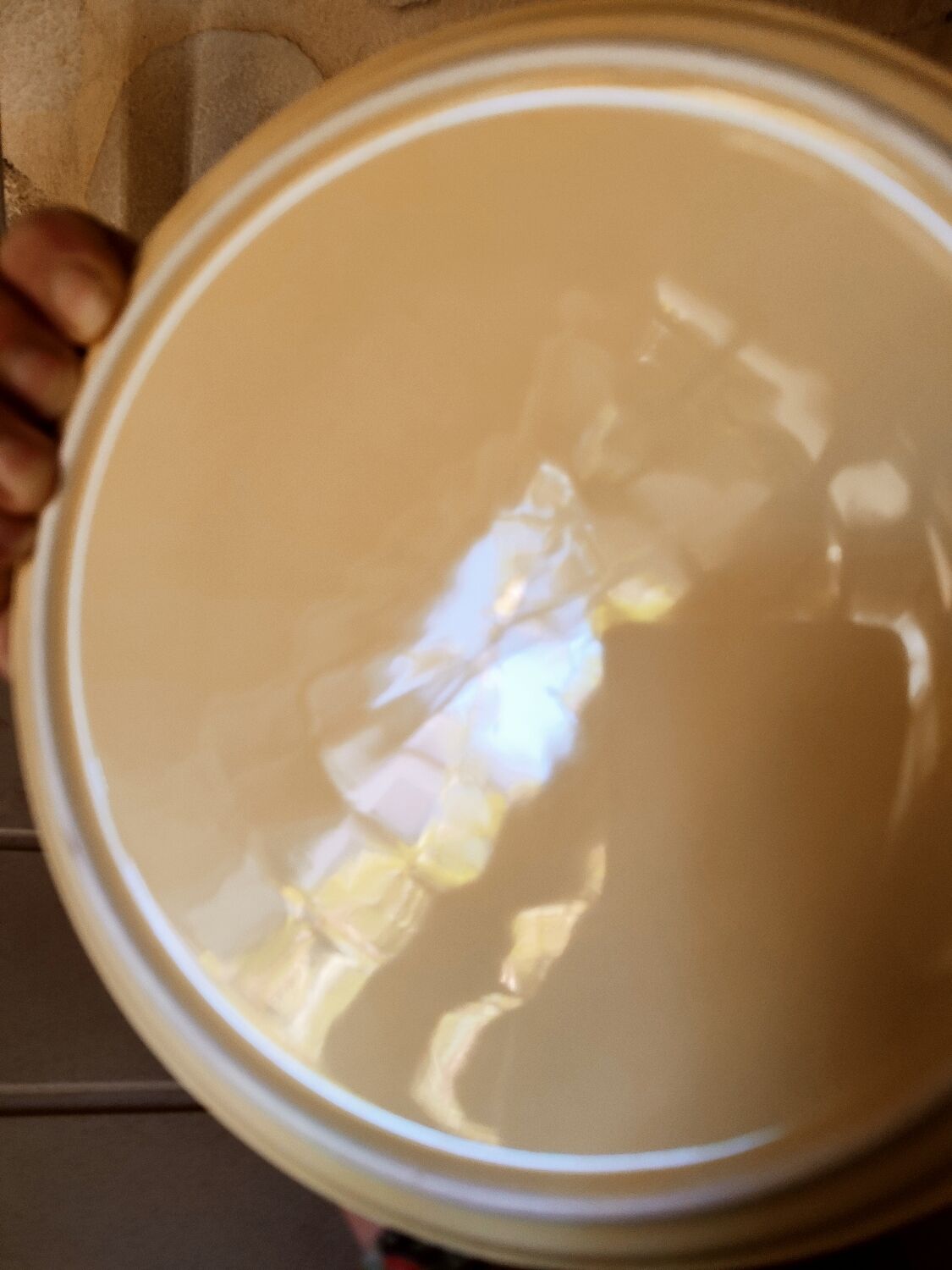 Small retro yellow earthenware dish