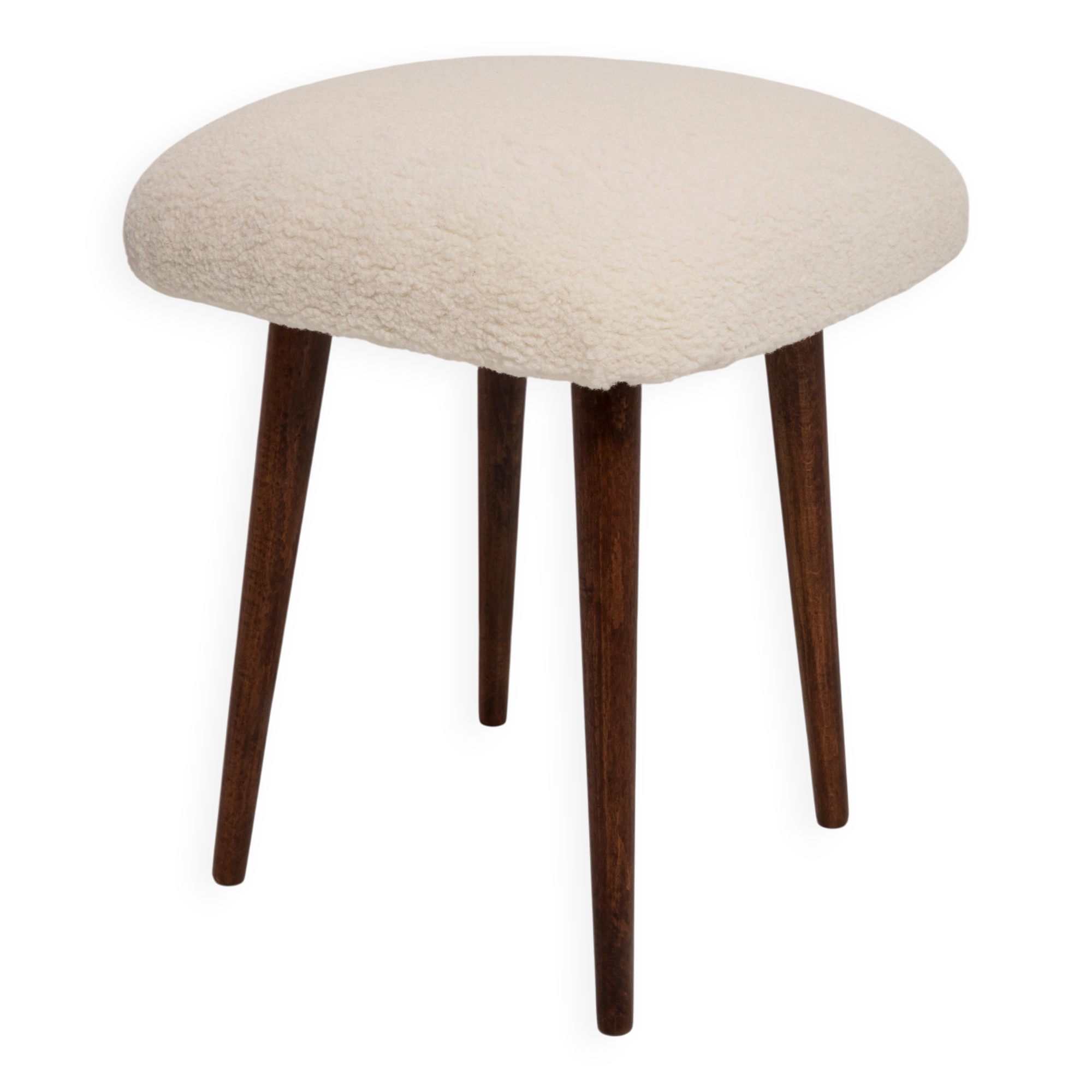 Light Beige Boucle Stool Mid-Century Modern, Europe, 1960s