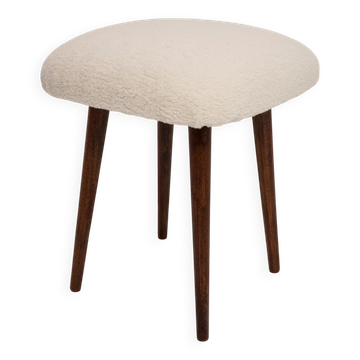 Light Beige Boucle Stool Mid-Century Modern, Europe, 1960s