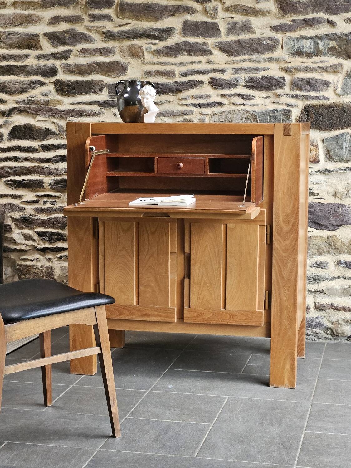 Bureau secrétaire orme vintage