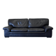 Canapé vintage Roche Bobois – modèle Soleil Noir – cuir noir patiné – 3 places
