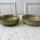 Pair of hollow stoneware plates artisanal pottery 60s-70s
