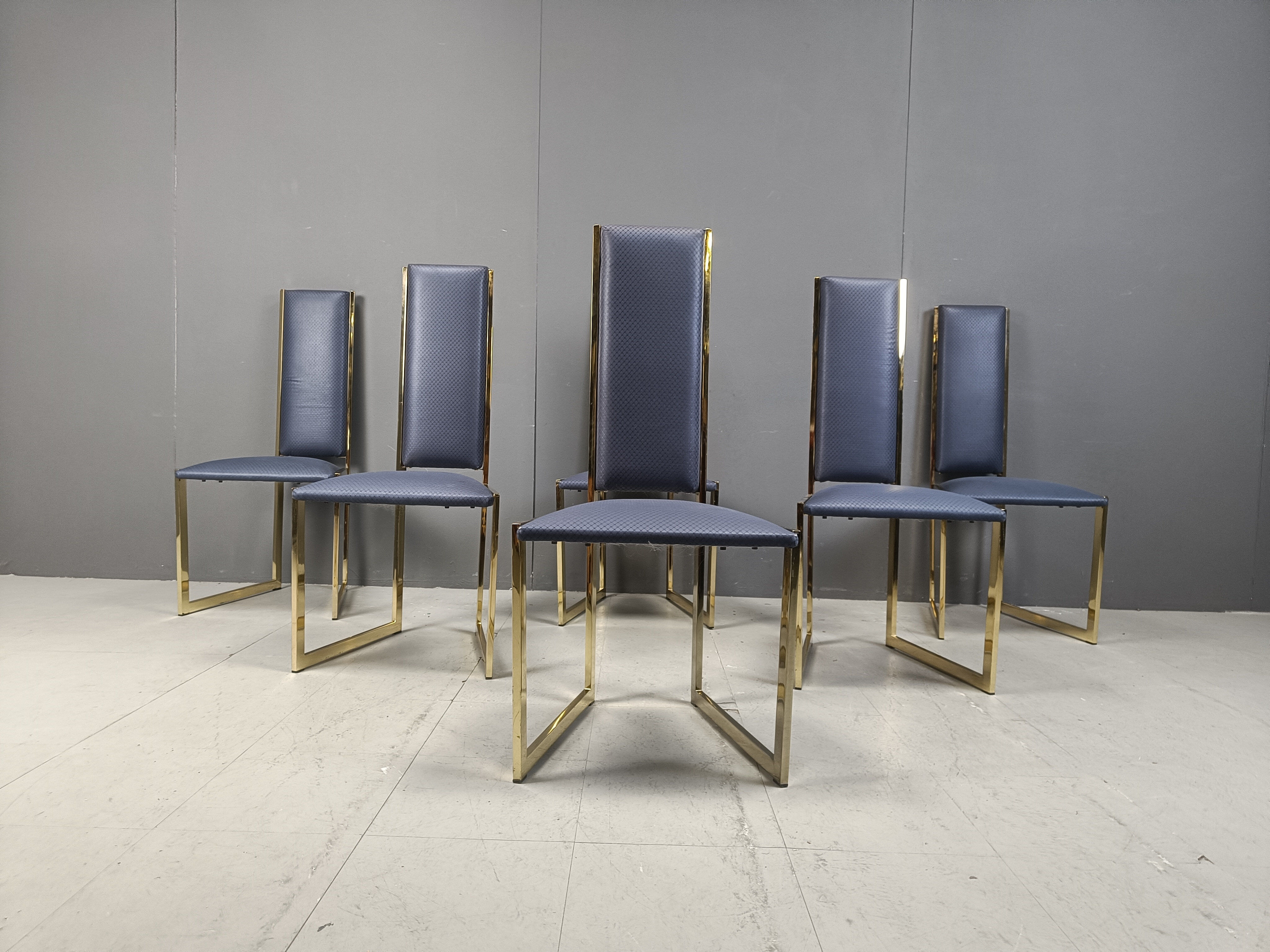 Vintage brass dining chairs set of 6 - 1970s