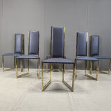 Vintage brass dining chairs set of 6 - 1970s