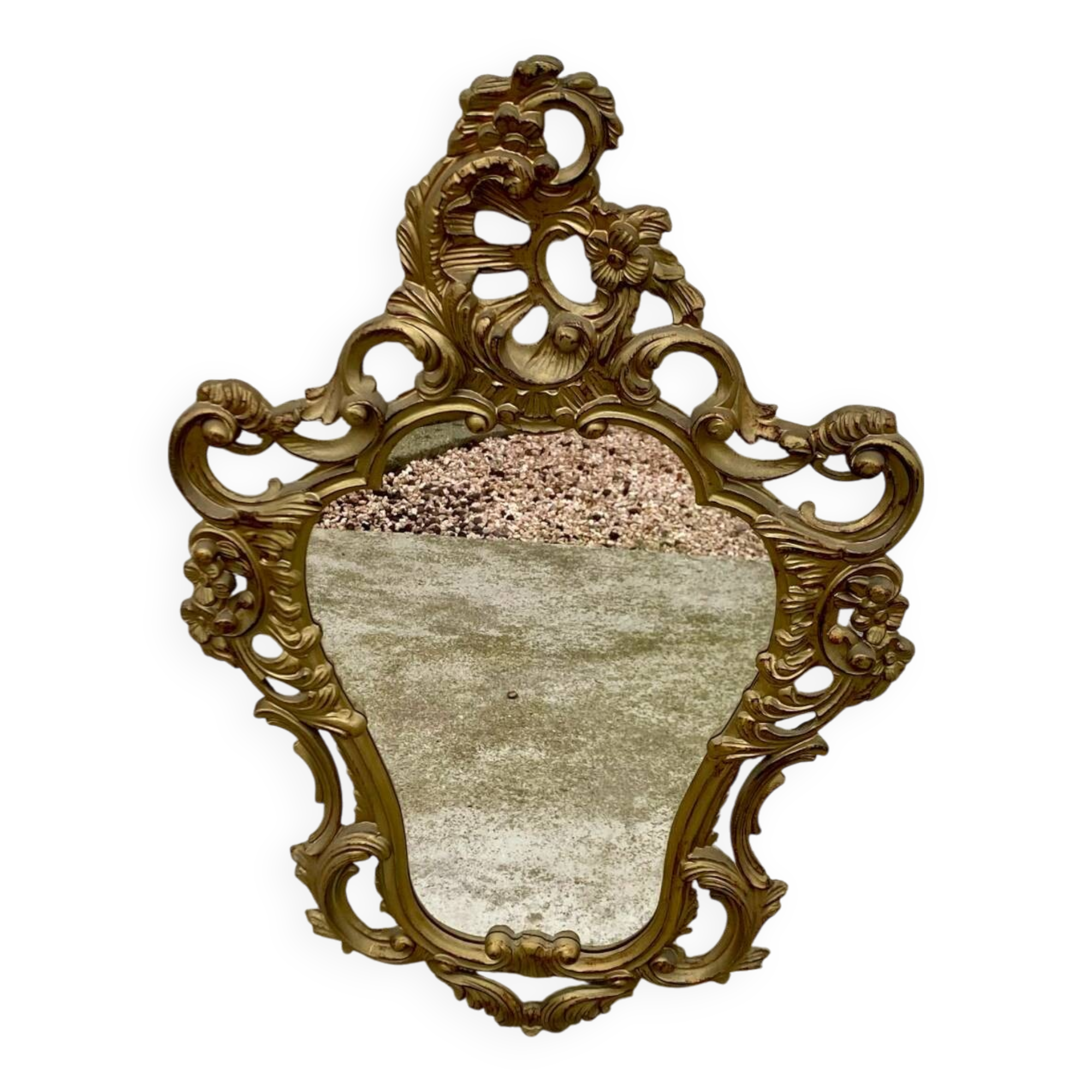 Antique vintage gilded wooden baroque mirror