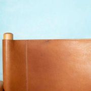 Danish safari chair in beech wood and leather from the 1970s.