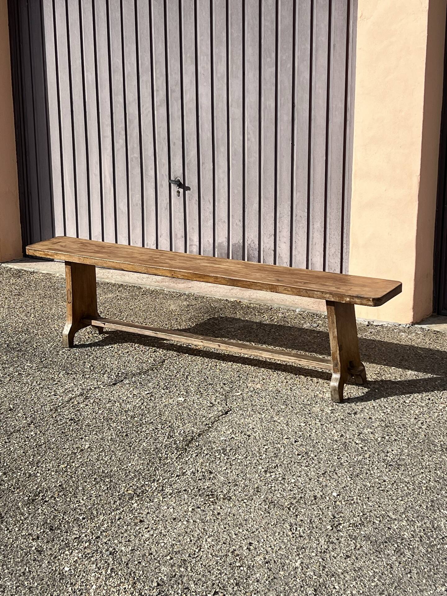 Solid wood bench, French artisanal craftsmanship.