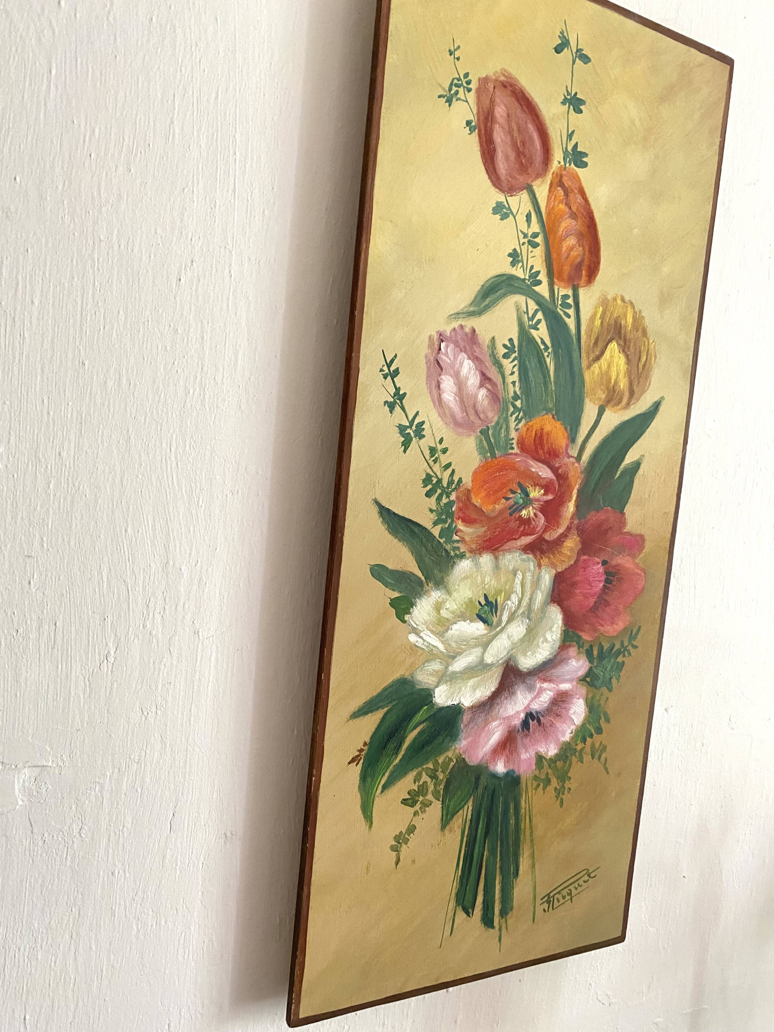 Peinture bouquet de fleurs 25X60cm