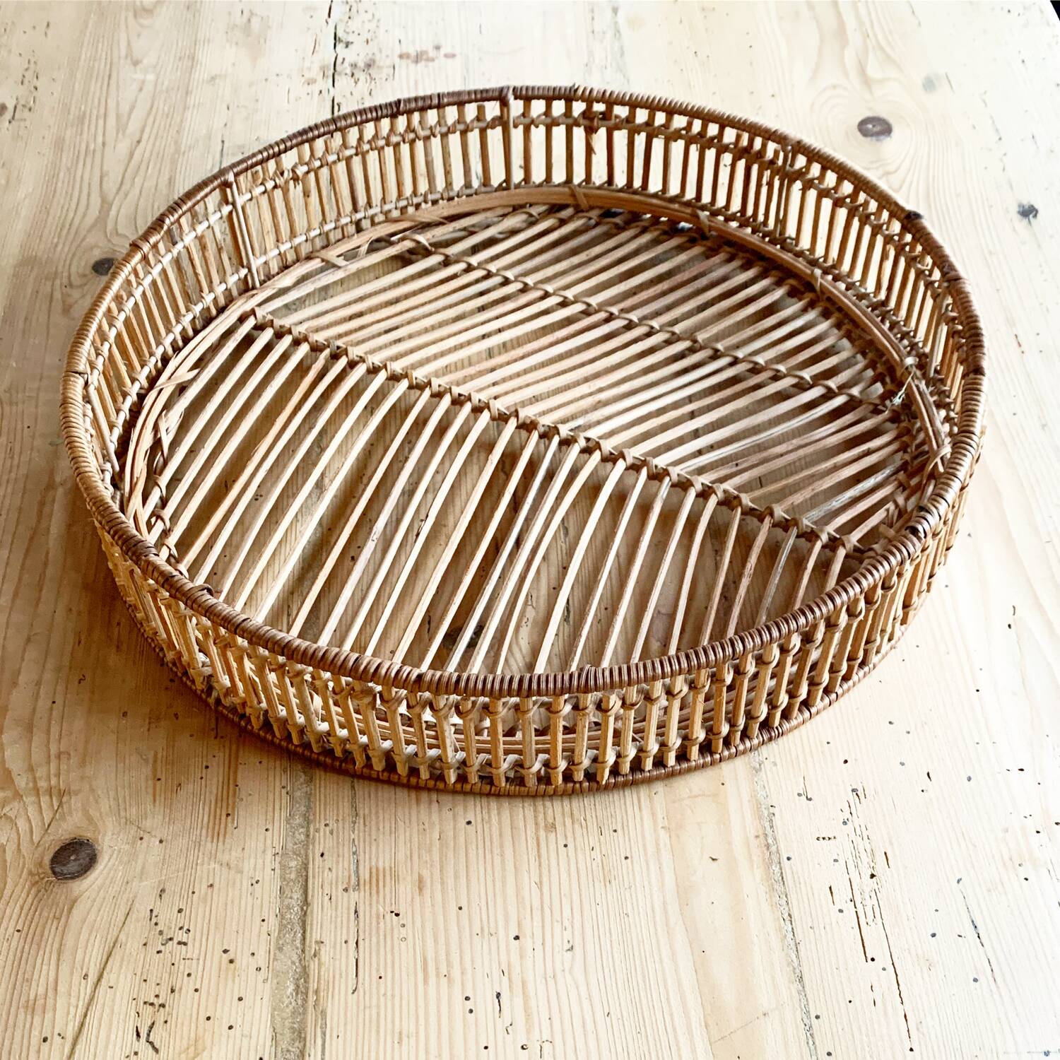 Vintage wicker and rattan tray