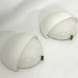 Rare Set of two Glass and brass Mania sconces by Vico Magistretti for Artemide. Italy 1960s