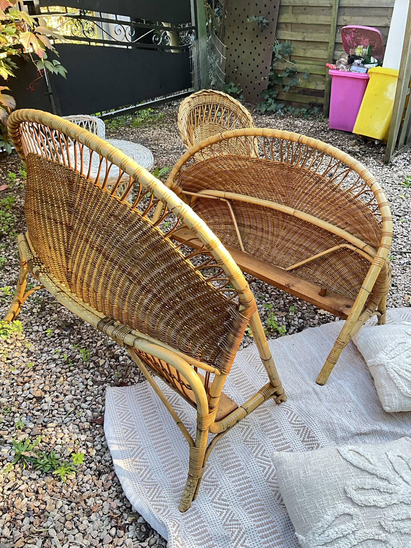 Vintage seventies rattan children's basket.