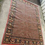 Vintage carpet in bright red background wool, 258x178 cm