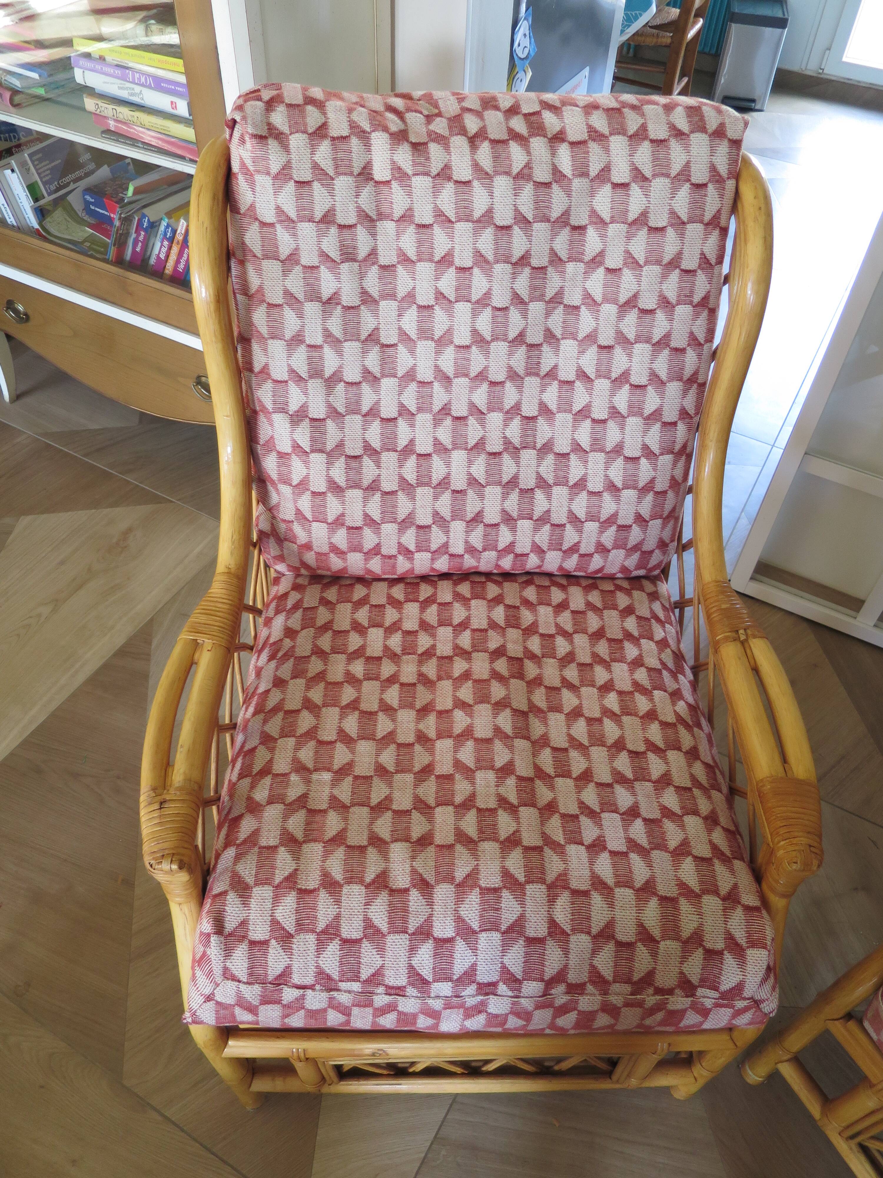 Vintage - Set of 2 woven rattan, bamboo and wood armchairs - Natural colour - 1980s