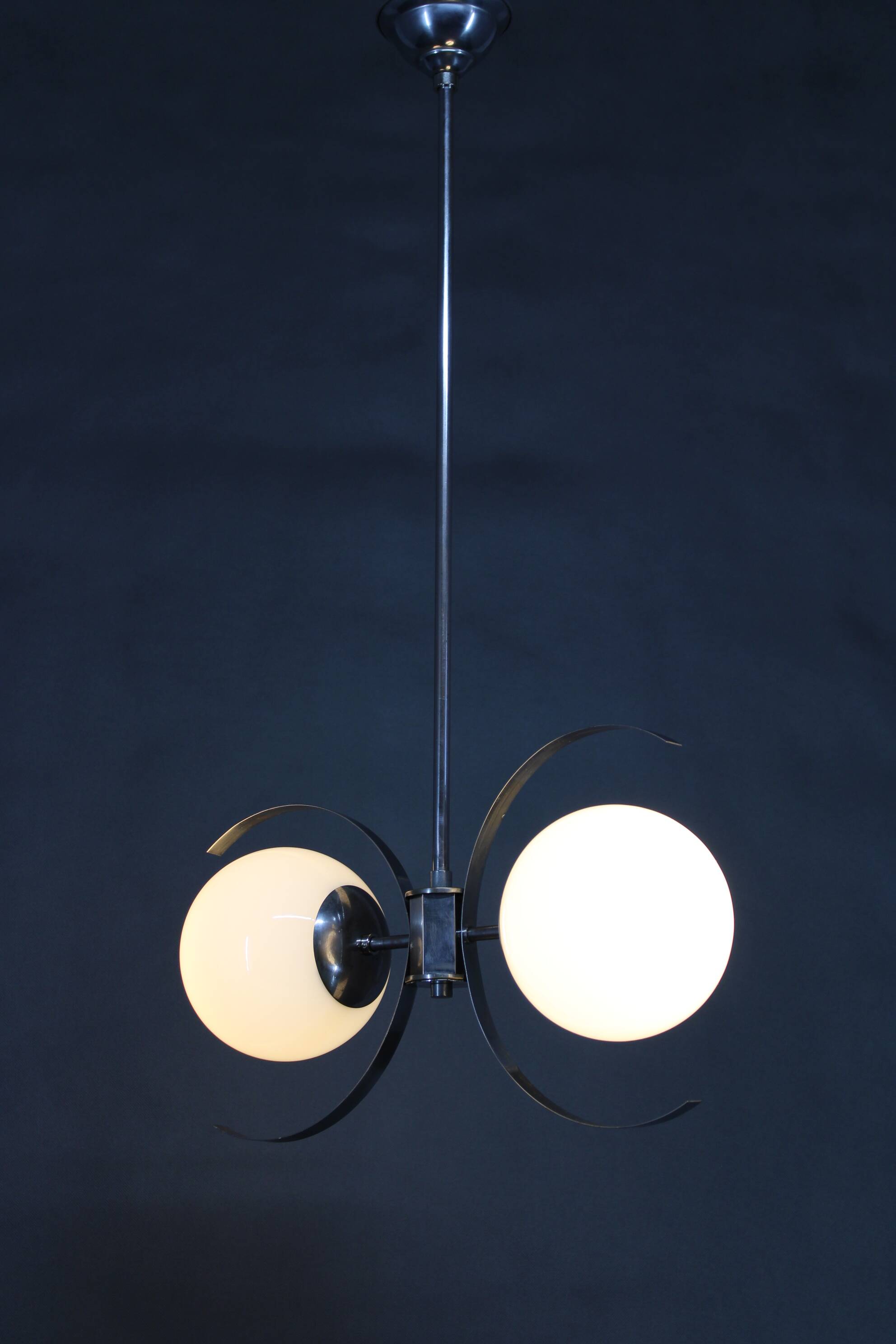 1940s Bauhaus Chandelier, Czechoslovakia