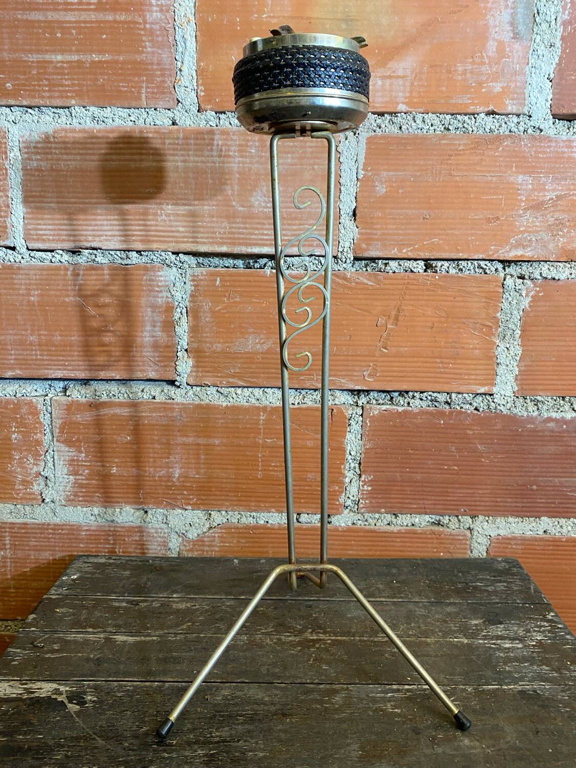 Tripod Metal Gold Ashtray + Vintage Push Ashtray