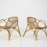 Pair of Alan Fuchs Rattan Lounge Ch, 60s