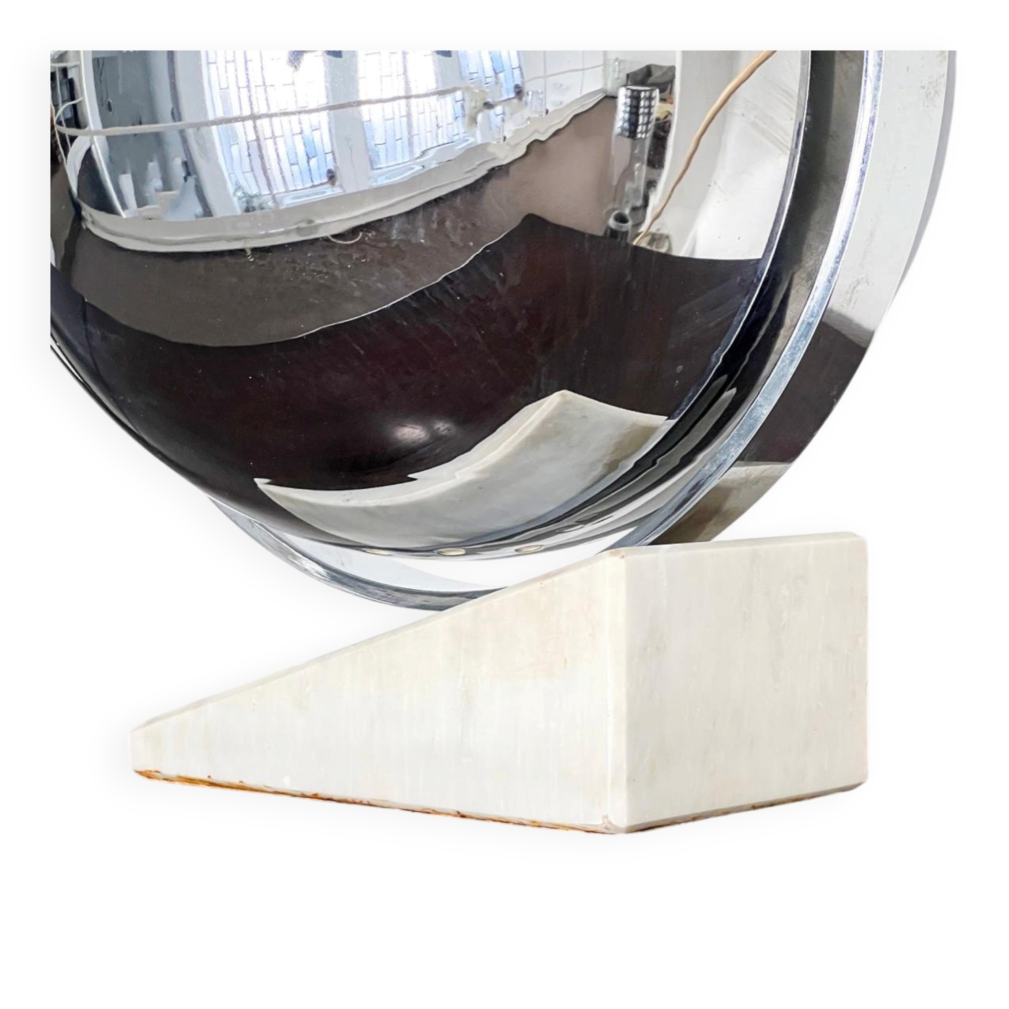 Vintage Space Age table lamp with marble base and revolving chromed metal shade
