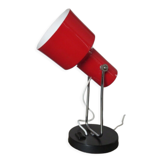 Lampe à poser en aluminium laqué rouge et métal chromé