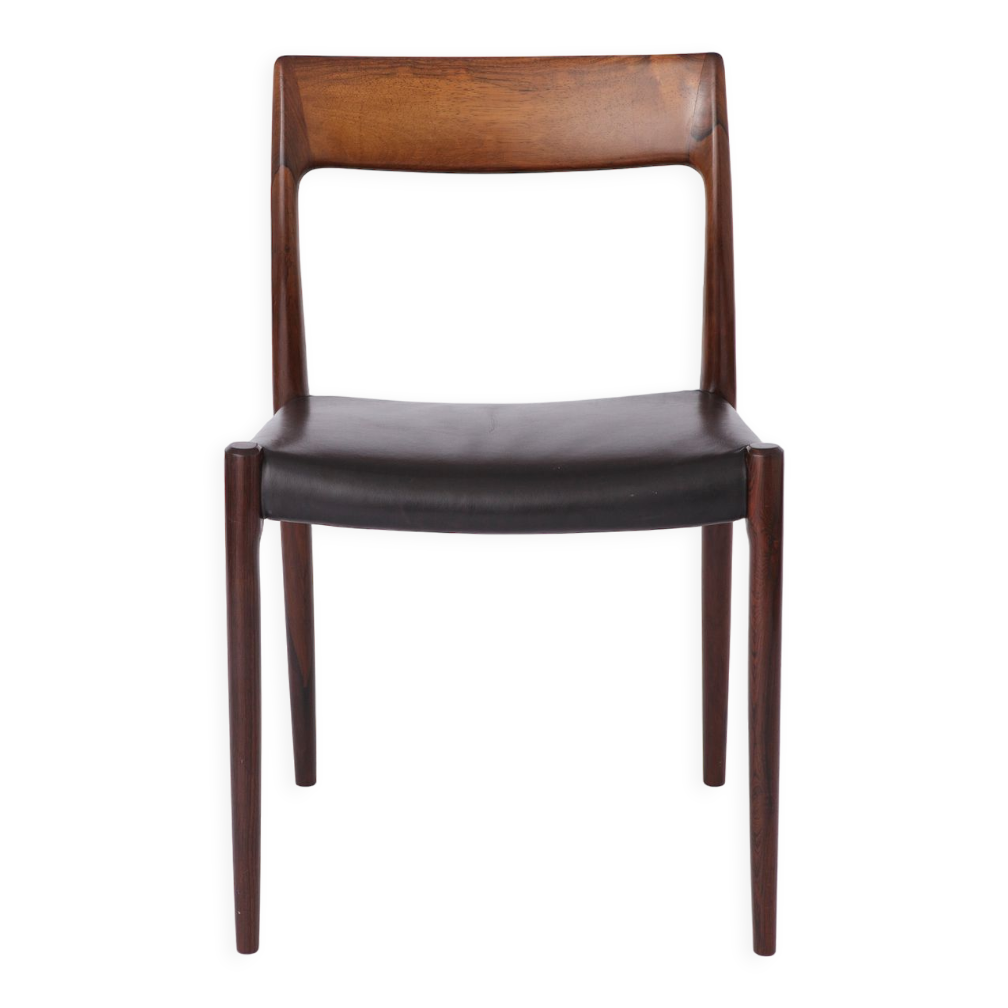 Mid century Rosewood dining chair with leather seat by Niels O. Møller for J.L. Moller