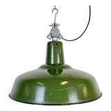 Industrial French Green Enamel Factory Pendant Lamp, 1960s