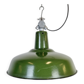 Industrial French Green Enamel Factory Pendant Lamp, 1960s