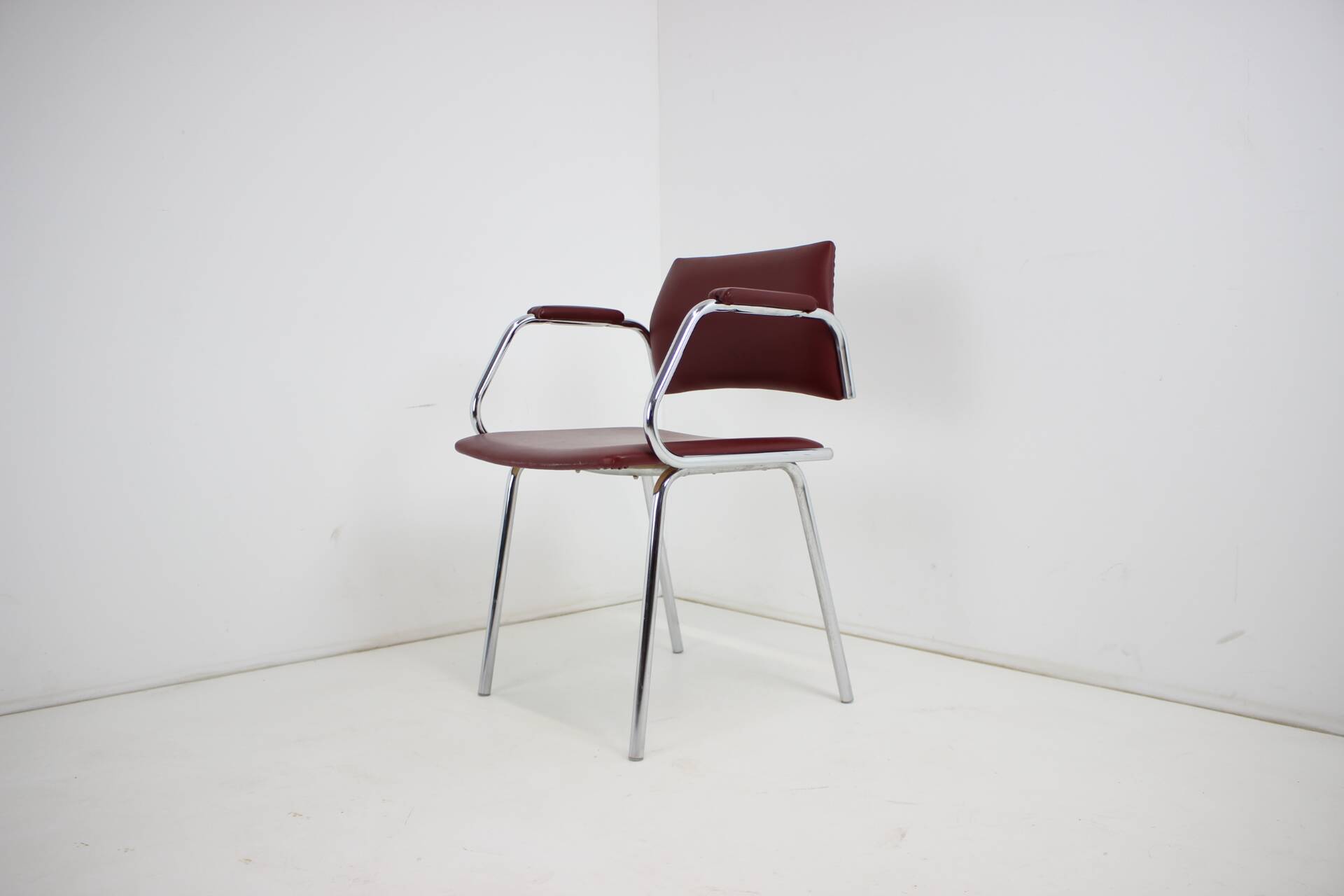 Chrome (Faux) Leather Armchair by Kovona, 1980's, Czechoslovakia