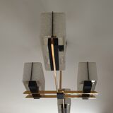 Arlus chandelier 4x2 brass lights prespex 1950/1960 vintage