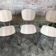 Series of 4 old formica chairs white grey + feet compass metal chrome 70's