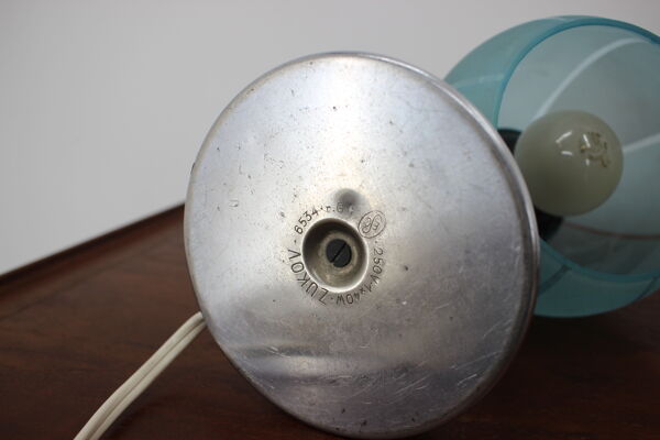 Lampe de table bleue du milieu du siècle, années 1950.
