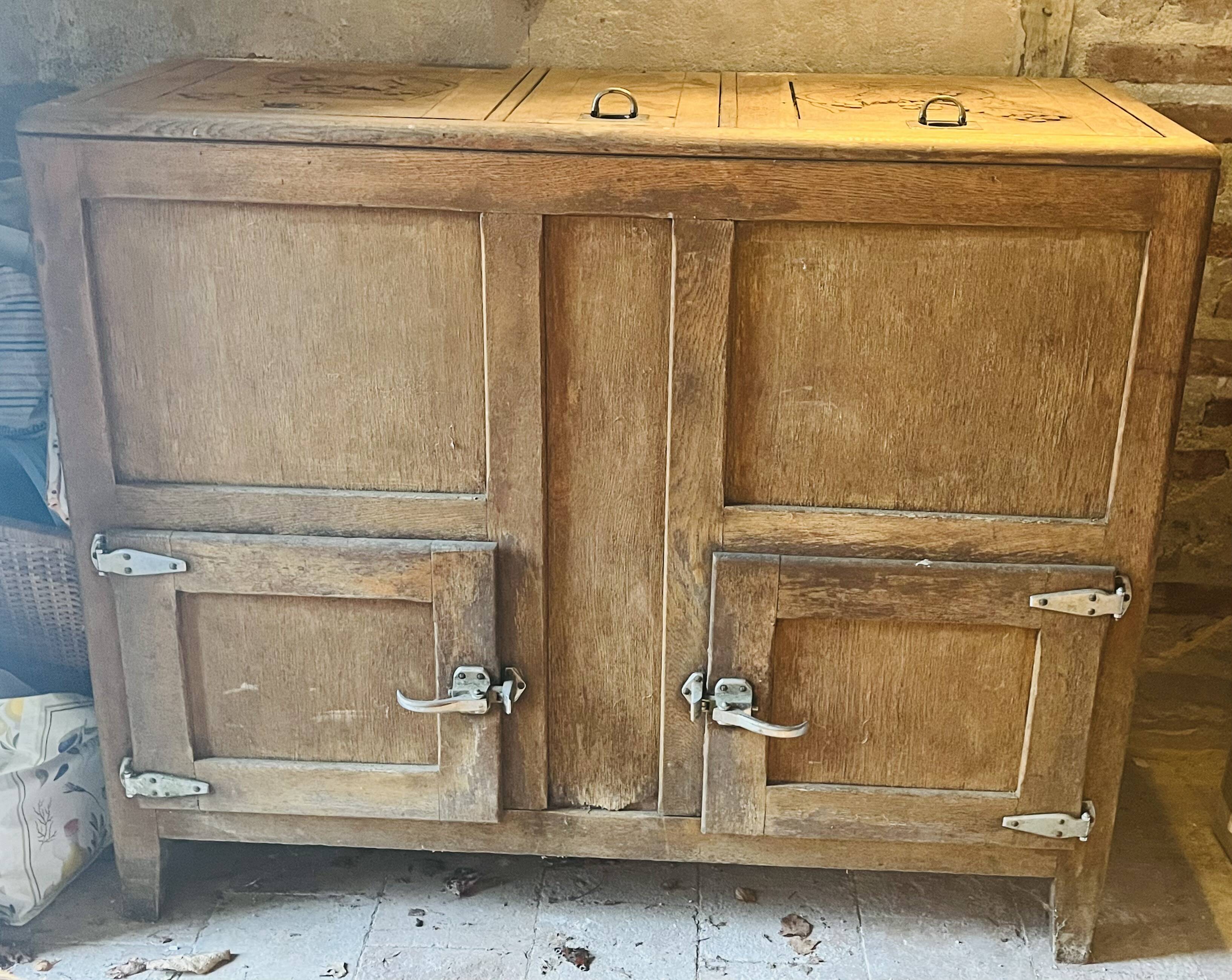 Old wooden refrigerator