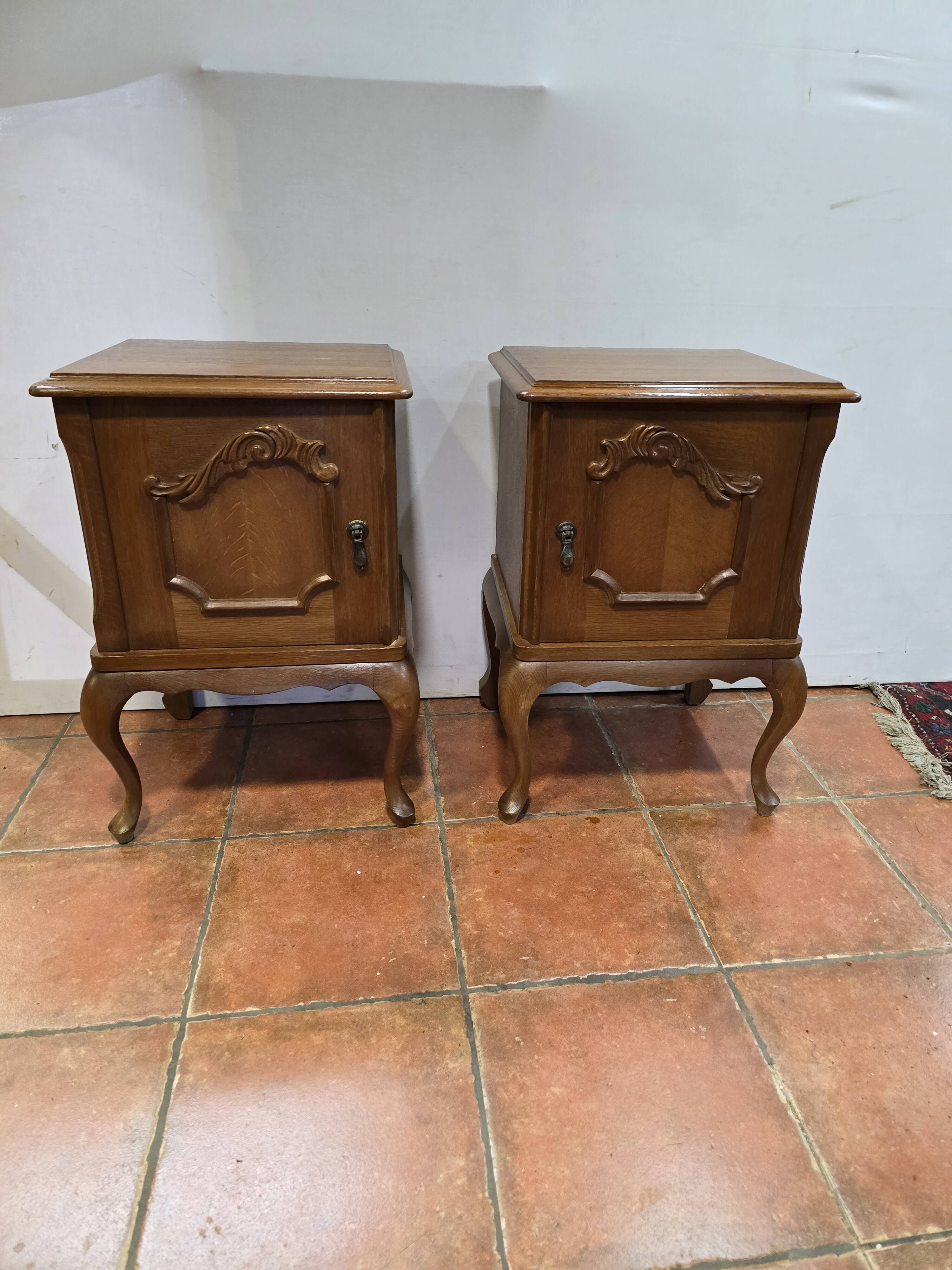 Pair of vintage 1960s oak bedside tables